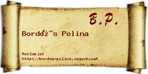 Bordás Polina névjegykártya